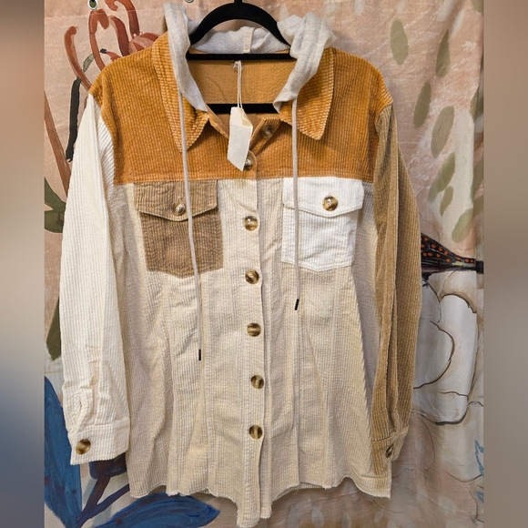 Color Block Button Down Shacket - Picture 4 of 9